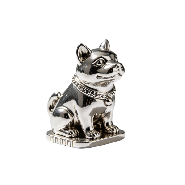 Polished Silver Shiba Inu Figurine, Pet Lover Gift
