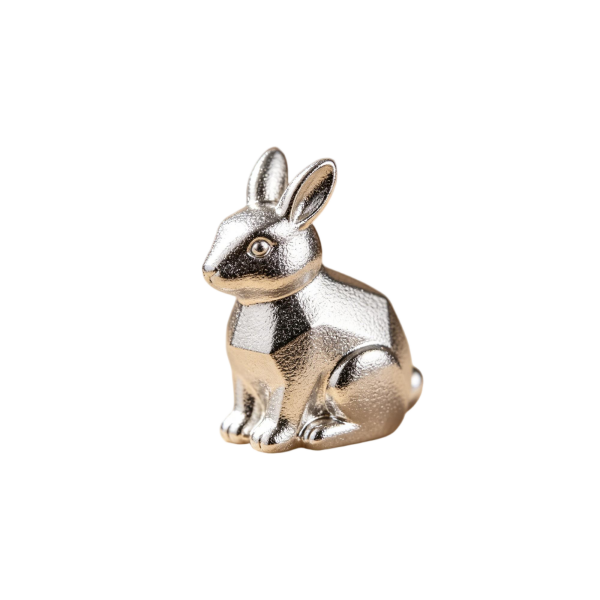 Polished Silver Rabbit Figurine, Minimalist Small Gift