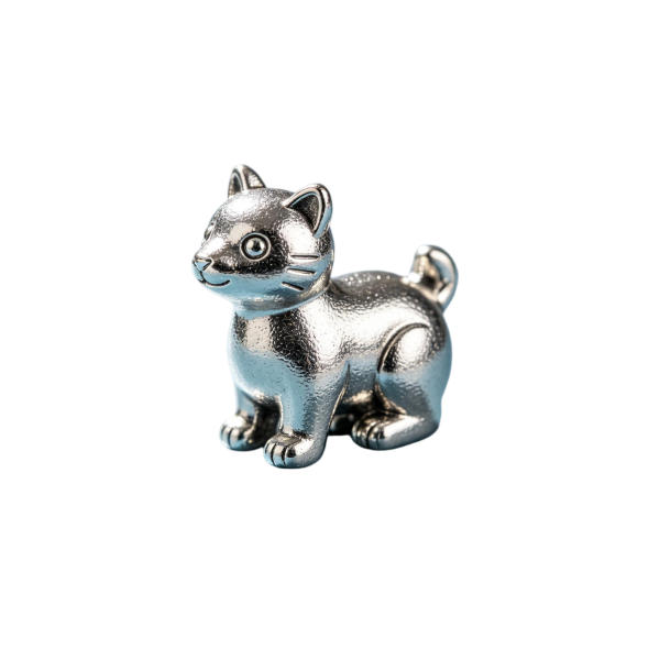 Mini Silver Cat Figurine, Cat Lover Small Gift